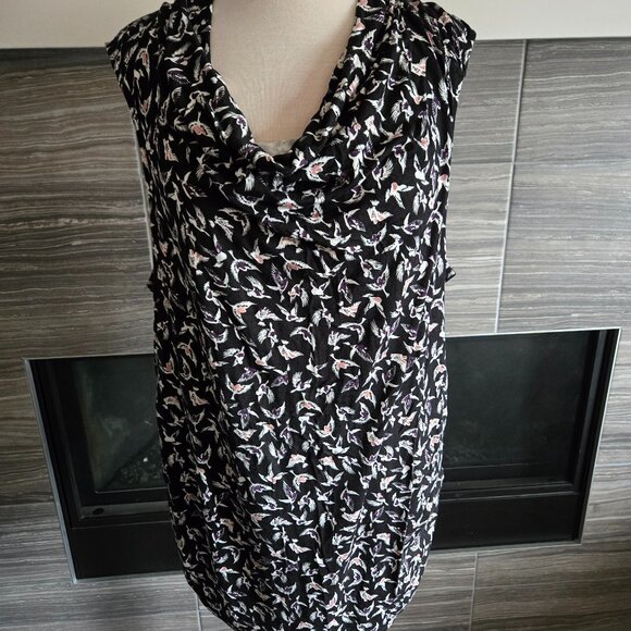 NWT Revolution by Ricki’s Black Bird Print Cowl Neck Top XXL - Picture 1 of 2